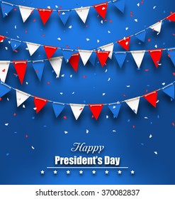 Illustration Patriotic Background with Bunting Flags for Happy Presidents Day, Colors of USA - Vector