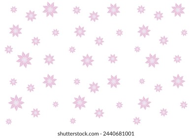 Patrón de ilustración, estilo de flor abstracto. Repetición de la flor rosa suave sobre fondo blanco.