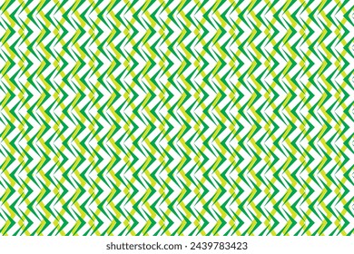 Patrón de ilustración, estilo geométrico abstracto. Repetición de flecha verde y línea verde suave sobre fondo blanco.