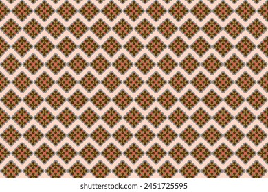 Abbildungsmuster, Abstrakter geometrischer Stil. Wiederholung von abstrakten Mehrfarben in Kreisform auf weichbraunem Farbhintergrund.