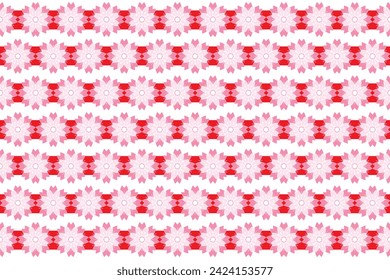 Illustration, pattern abstract of sakura flower with red label on white background.