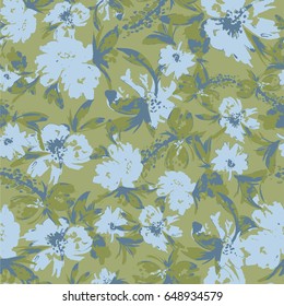 illustration of a pattern with abstract watercolor flowers
