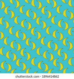 Illustration pattern banana in style cartoon with background for fashion design or other products