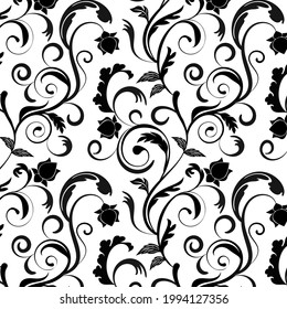 Ilustración con un patrón en negro.Apertura de color negro sobre un fondo blanco en un patrón vectorial.