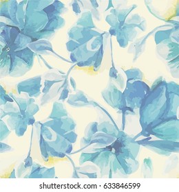 Illustration of a pattern with blue flowers