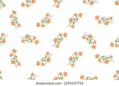 Illustration pattern bouquet of orange lily flower on white background.