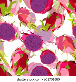 Illustration of a pattern with a bright dragon-fruit