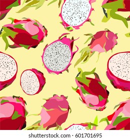Illustration of a pattern with a bright dragon-fruit