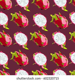 Illustration of a pattern with a bright dragon-fruit