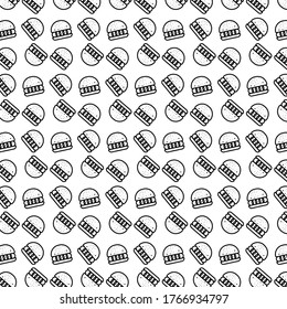 ILLUSTRATION PATTERN BURGER MONOCHROME WHITE BACKGROUND VECTOR DESIGN