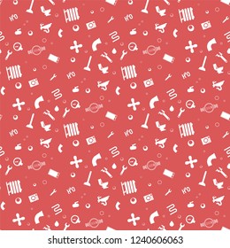 Illustration Pattern Concept Plumbing Fixture. Vector Cartoon Seamless Image Set Silhouette Working Tool Plumbing Company Worker Isolated on Red Background. Concept gift Wrapping, cards