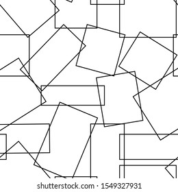 The illustration is a pattern consisting of black  rectangles intersecting each other on a white isolated background. Pattern suitable for printing on fabric, packaging, paper.