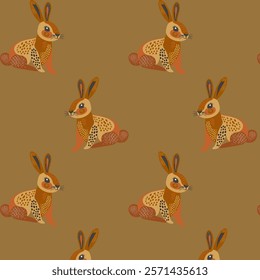 The illustration pattern is a cute bunny, a beautiful harmonious combination of autumn colors