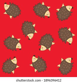 Illustration pattern cute hedgehog in style cartoon with background for fashion design or other products