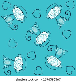 Illustration pattern cute monkey with heart for fashion design or other products