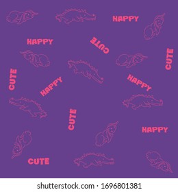 illustration pattern cute rabbit and crocodrile with text 