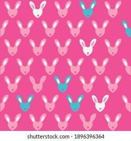 Illustration pattern cute rabbit with hearts and background for fashion design and others products.