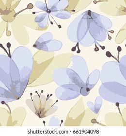 Illustration of a pattern with delicate flowers and leaves