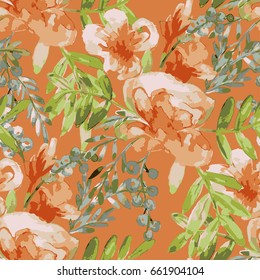 Illustration of a pattern with delicate flowers and leaves