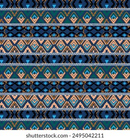 Illustration pattern ethnic design with colors and background for fashion design or other products.Ikat Ethnic Aztec Pattern Illustration Design