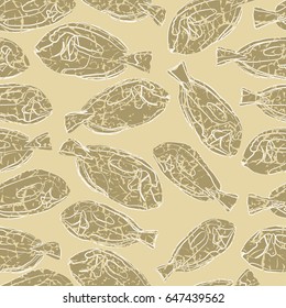 Illustration of a pattern with fish in lines of brown color