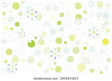 Illustration, Blumenmuster mit Kreis und Linie auf weißem Hintergrund.