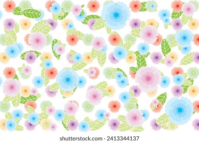 Illustration pattern of flower with leaf on white background.