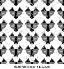 Illustration of a pattern with a fox or cat face
