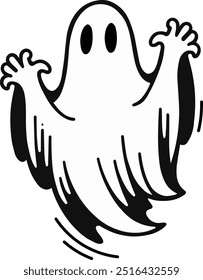 Illustration of a pattern ghost. Minimalist black and white ghost