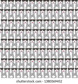 illustration pattern girl's face with glasses