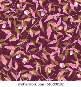 Illustration of a pattern with graphic abstract plants