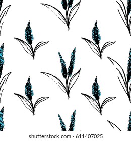 Illustration of a pattern with graphic flowers