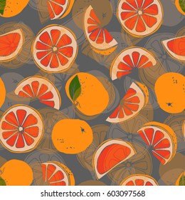 Illustration of a pattern with graphic grapefruits
