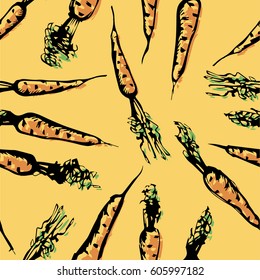 Illustration of a pattern with a graphic orange carrot