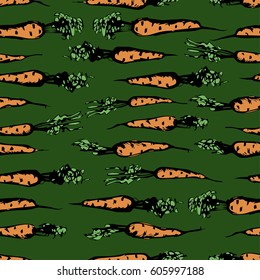 Illustration of a pattern with a graphic orange carrot