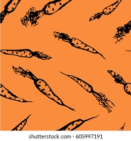 Illustration of a pattern with a graphic orange carrot