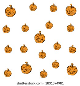 Illustration Pattern With Halloween Pumpkins Vector 