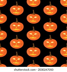 Patrón de ilustración Halloween, calabaza naranja sin soldadura