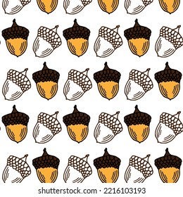 illustration of a pattern with hand acorns