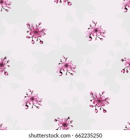 Illustration of a Pattern with Hand Flowers