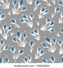 illustration of a pattern with hand graphic abstract spring and summer unusual flowers