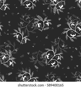 illustration of a pattern with hand graphic unusual plants