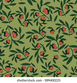 illustration of a pattern with hand graphic unusual plants