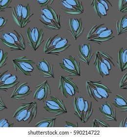illustration of a pattern in hand graphics spring flowers crocuses