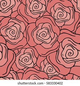 illustration of a pattern with hand pink roses