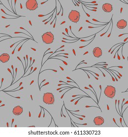 Illustration from a pattern with hand-drawn graphic ears and fruits