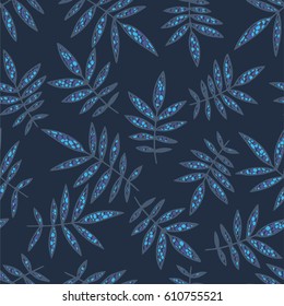 Illustration of a pattern with hand-drawn graphic leaves
