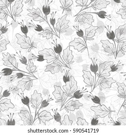illustration of a pattern with hand-held graphics and plants and berries
