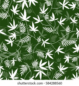 illustration of a pattern with hand-held plants and leaves