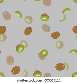 Illustration of a pattern with hand-written bright graphic kiwis